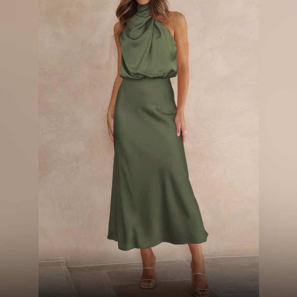 Elegant Olive Green Women's Dress